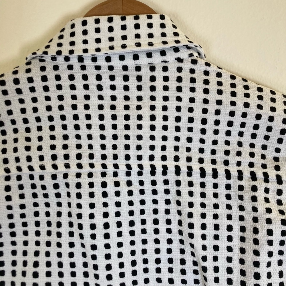 Saint + Sofia Cropped Polka Dot Jacket Tweed Black White Cotton Stretch Size 6 - Picture 9 of 12
